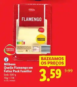 Lidl Milbona Queijo Flamengo em Fatias Pack Familiar promoção