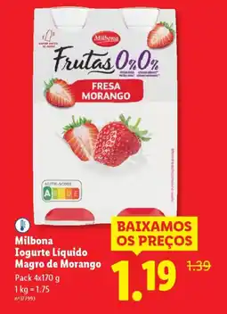 Lidl Milbona Iogurte Líquido Magro de Morango promoção