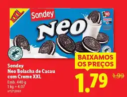 Lidl Sondey Neo Bolacha de Cacau com Creme XXL promoção