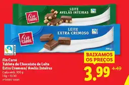 Lidl Fin Carré Tablete de Chocolate de Leite Extra Cremoso/ Avelãs Inteiras Cada promoção