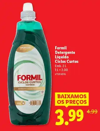 Lidl Formil Detergente Líquido Ciclos Curtos promoção
