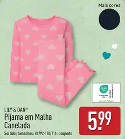 ALDI LILY & DAN Pijama em Malha Canelada promoção