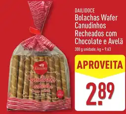 ALDI DAILIDOCE Bolachas Wafer Canudinhos Recheados com Chocolate e Avelã promoção