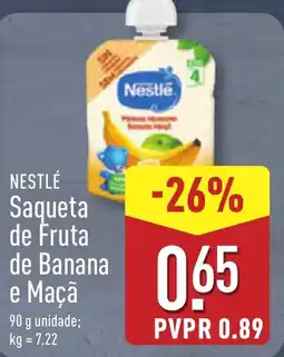 ALDI NESTLÉ Saqueta de Fruta de Banana e Maçã promoção