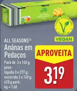 ALDI ALL SEASONS Anánas em Pedaços promoção