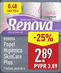 ALDI RENOVA Papel Higiénico SkinCare Plus promoção