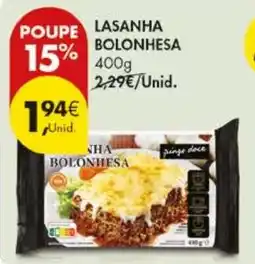 Pingo Doce Lasanha bolonhesa promoção