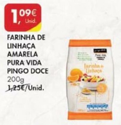 Pingo Doce Farinha de Linhaça Amarela Pura Vida Pingo Doce 200g promoção