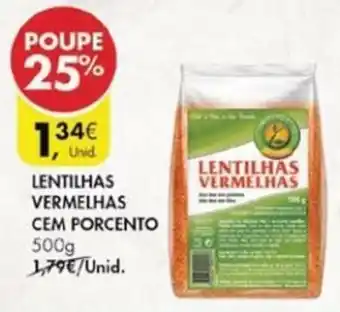 Lentilhas Vermelhas Cem Porcento 500g