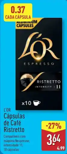 ALDI L'OR Cápsulas de Café Ristretto promoção