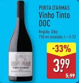 ALDI PORTA D'ARMAS Vinho Tinto DOC promoção