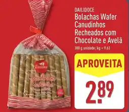 ALDI DAILIDOCE Bolachas Wafer Canudinhos Recheados com Chocolate e Avelã promoção
