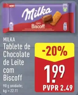 ALDI MILKA Tablete de Chocolate de Leite com Biscoff promoção