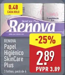 ALDI RENOVA Papel Higiénico SkinCare Plus promoção