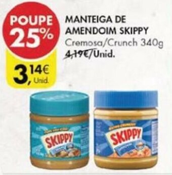 Pingo Doce Manteiga de Amendoim Skippy 340g promoção