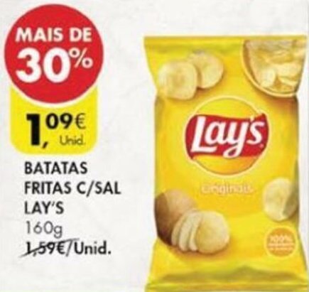 Pingo Doce Batatas Frita c/Sal Lay's 160g promoção