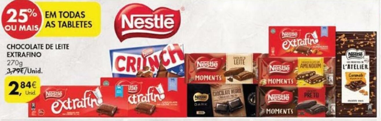 Pingo Doce Nestlé Chocolate de Leite Extrafino 270g promoção