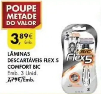 Pingo Doce Lâminas Descartáveis Flex 5 Comfort BIC 3 unid promoção