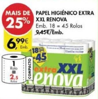 Pingo Doce Papel Higiénico Extra XXL Renova 18-45 rolos promoção