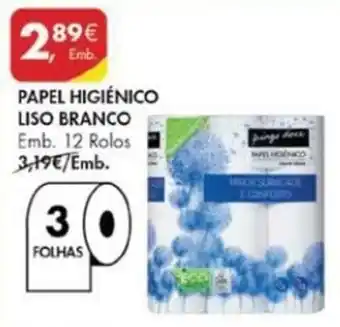 Pingo Doce Papel Higiénico Liso Branco 12 rolos promoção