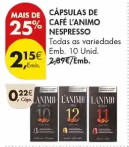 Pingo Doce Cápsulas de café l'animo nespresso promoção