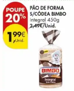 Pingo Doce Pão de forma s/ codea Bimbo promoção