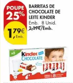 Pingo Doce Barritas de chocolate de leite kinder promoção