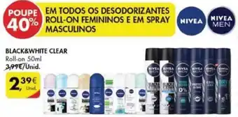 Pingo Doce Nivea Roll-on Black & White Clear 50ml promoção