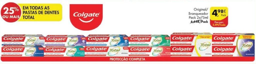 Pingo Doce Original/Branqueador Colgate 2x75ml promoção