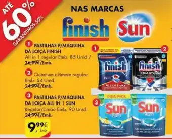 Pastilhas p/Máquina da Loiça Finish/All in One Sun