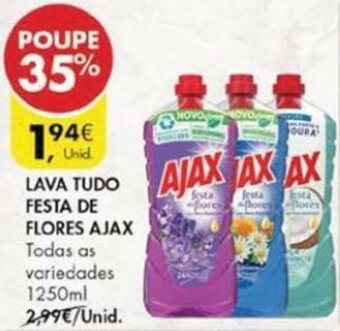 Pingo Doce Lava Tudo Festa de Flores ajax 1250ml promoção