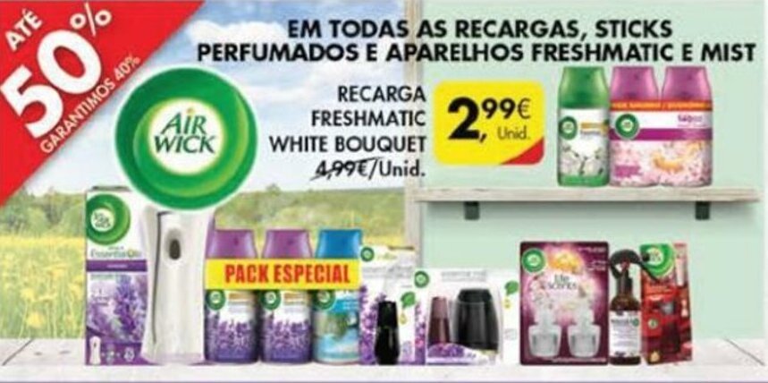 Pingo Doce Recarga Freshmatic White Bouquet Airwick promoção