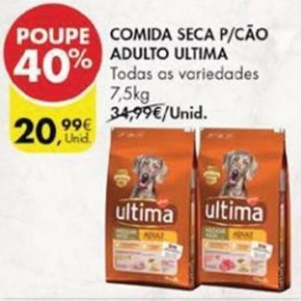 Pingo Doce Comida Seca p/Cão Adulto Ultima 7,5kg promoção