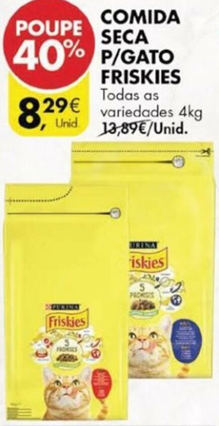 Pingo Doce Comida Seca p/Gato Friskies 4kg promoção