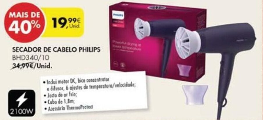 Pingo Doce Secador de Cabelo Philips 2100W promoção