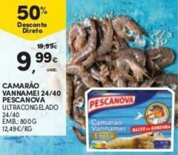 Continente Camarão Vannamei 24/40 Pescanova 800g promoção