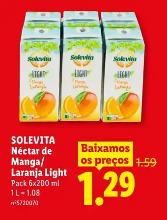 Lidl SOLEVITA Néctar de Manga/ Laranja Light promoção