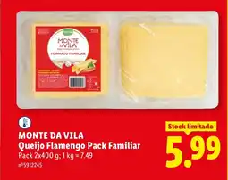 Lidl MONTE DA VILA Queijo Flamengo Pack Familiar promoção