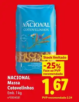Lidl NACIONAL Massa Cotovelinhos promoção