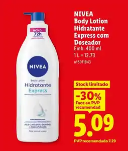Lidl NIVEA Body Lotion Hidratante Express com Doseador promoção