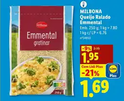 Lidl MILBONA Queijo Ralado Emmental promoção