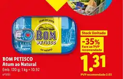 Lidl BOM PETISCO Atum ao Natural promoção