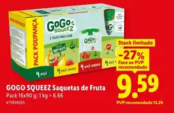 Lidl GOGO SQUEEZ Saquetas de Fruta promoção