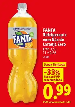Lidl FANTA Refrigerante com Gás de Laranja Zero promoção