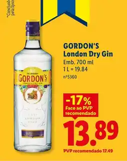 Lidl GORDON'S London Dry Gin promoção