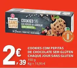 E.Leclerc Cookies com pepitas de chocolate sem glúten chaque jour sans gluten promoção