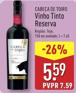 ALDI CABEÇA DE TOIRO Vinho Tinto Reserva promoção