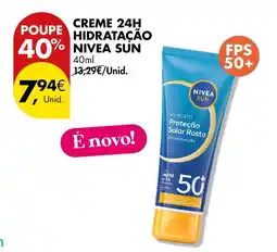 Pingo Doce Creme 24h hidratação nivea sun FPS 50+ promoção