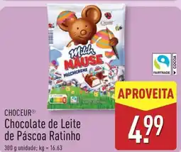 ALDI CHOCEUR Chocolate de Leite de Páscoa Ratinho promoção