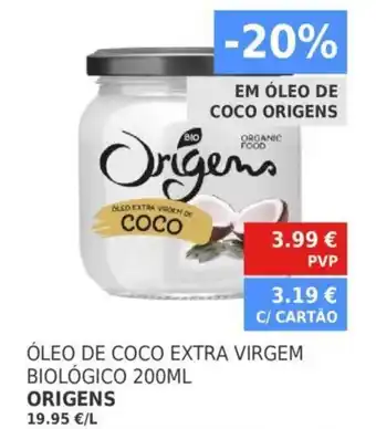 Minipreço Origens Óleo de Coco Extra Virgem Biológico 200ml promoção